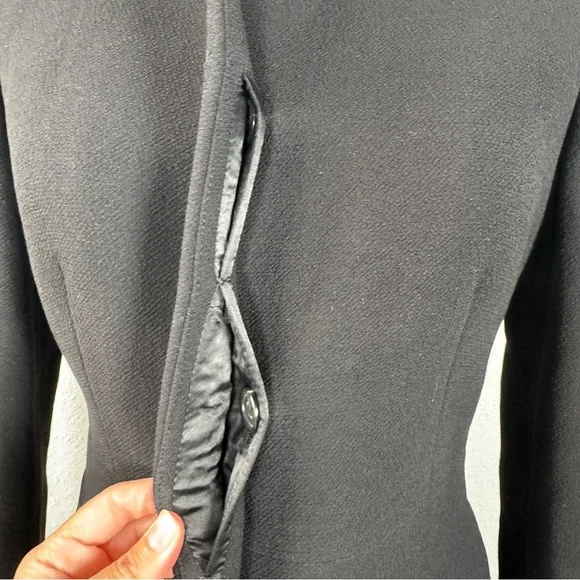 J. Crew Petite 2 Black Wool Blend Long Coat Hidden Placket Minimalist Overcoat - Picture 6 of 16